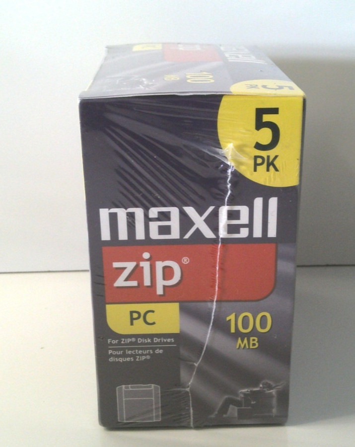 Maxell Zip Disk 5 Pack PC 100 MB Megabyte Sealed, New NOS
