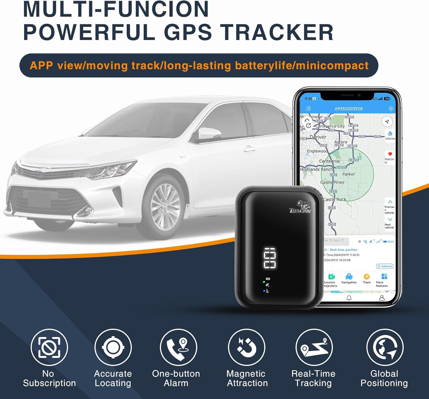GPS Tracker for Vehicles, No Subscription, Global Positioning, Real-Time Trackin