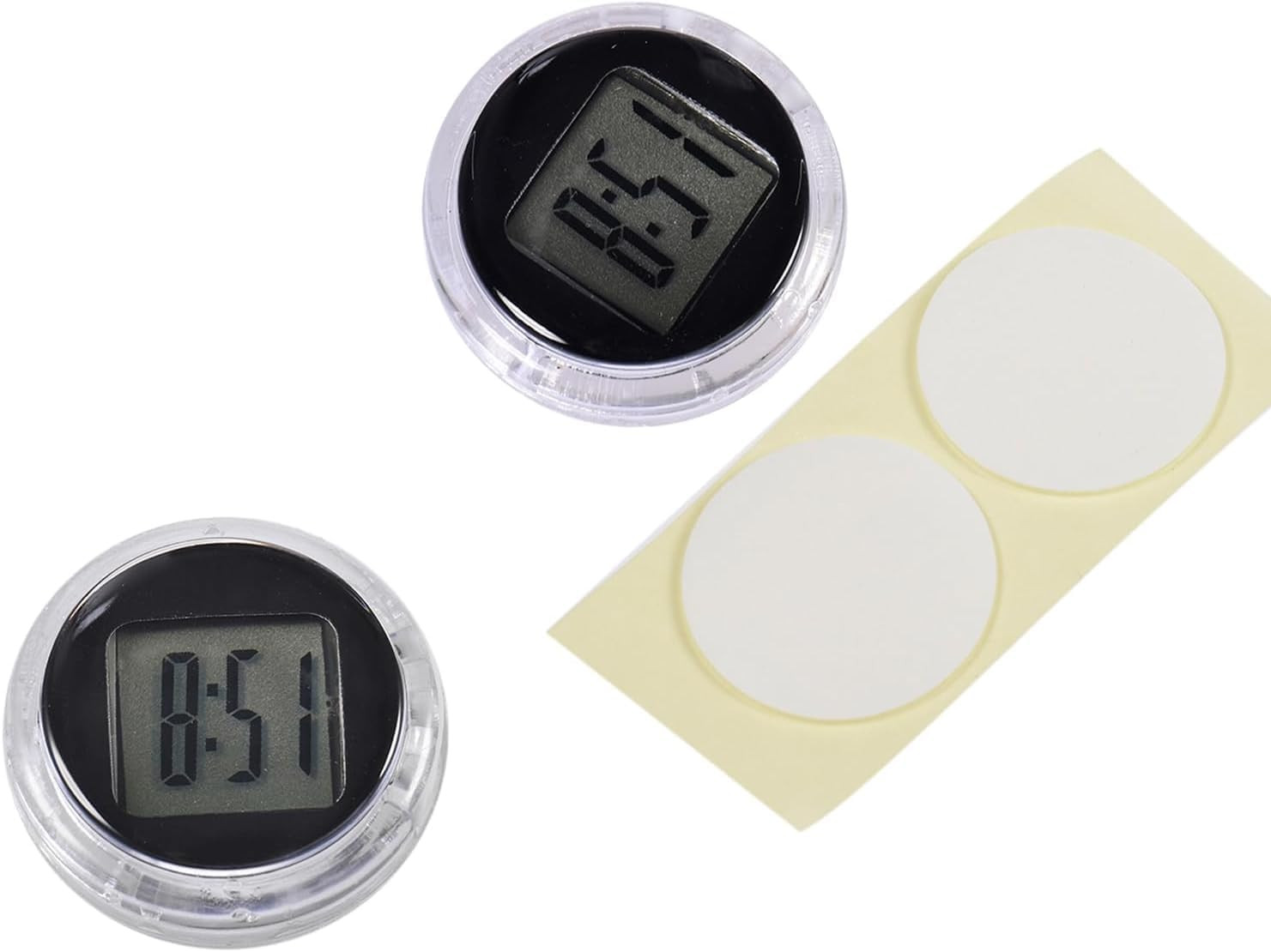 2Pcs Black Motorcycle Clocks, Waterproof Stick-On Motorbike Mount Digital, for V