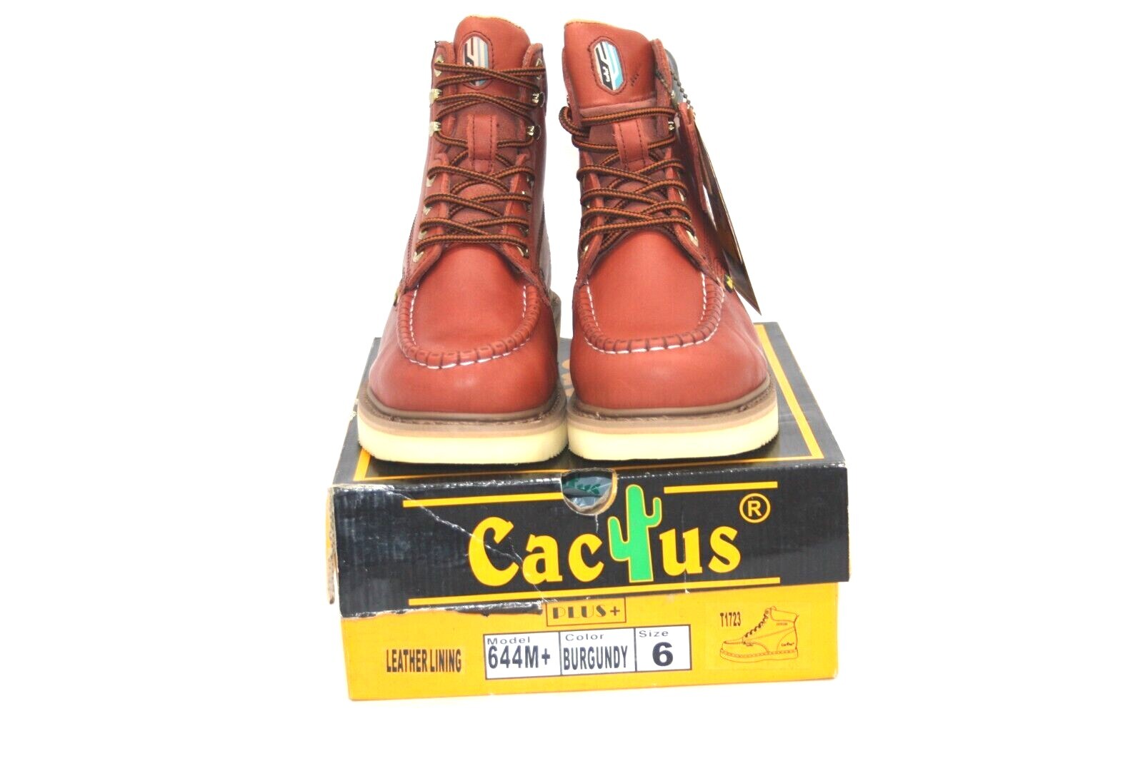MEN'S CACTUS FOOTWEAR 644M+ BURGUNDY OIL RESISTANT WORK MAXIUM COMFORT BOOT