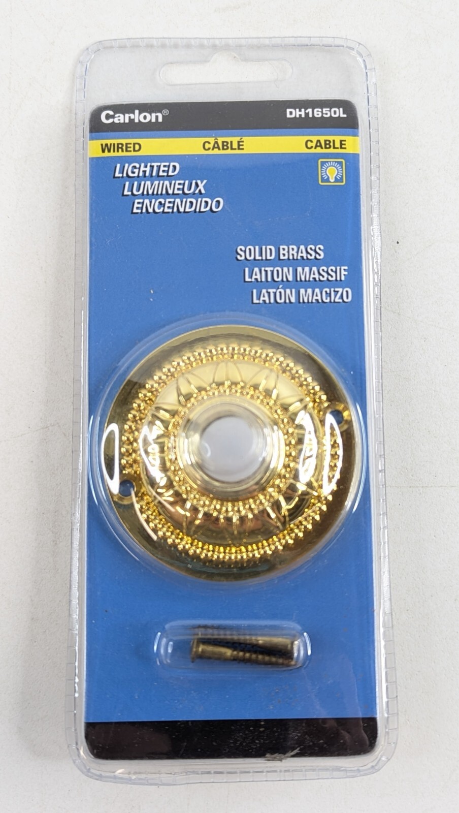 Carlon Lighted Doorbell Button DH1650L Solid Brass Floral Polished Illuminated