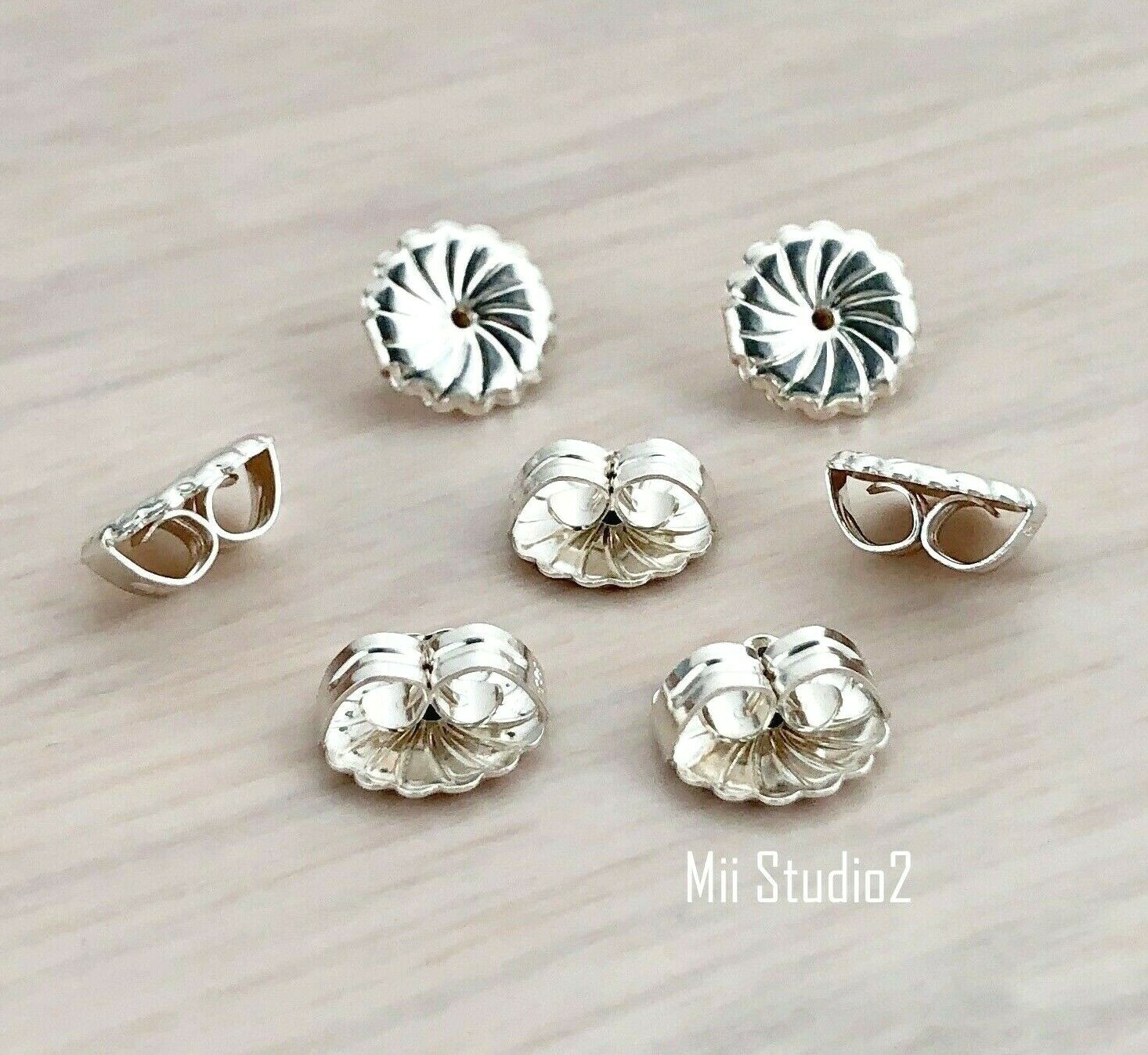 10pcs large 9.2mm sterling silver Round Swirl Earring Backing nutz Clutch E31s