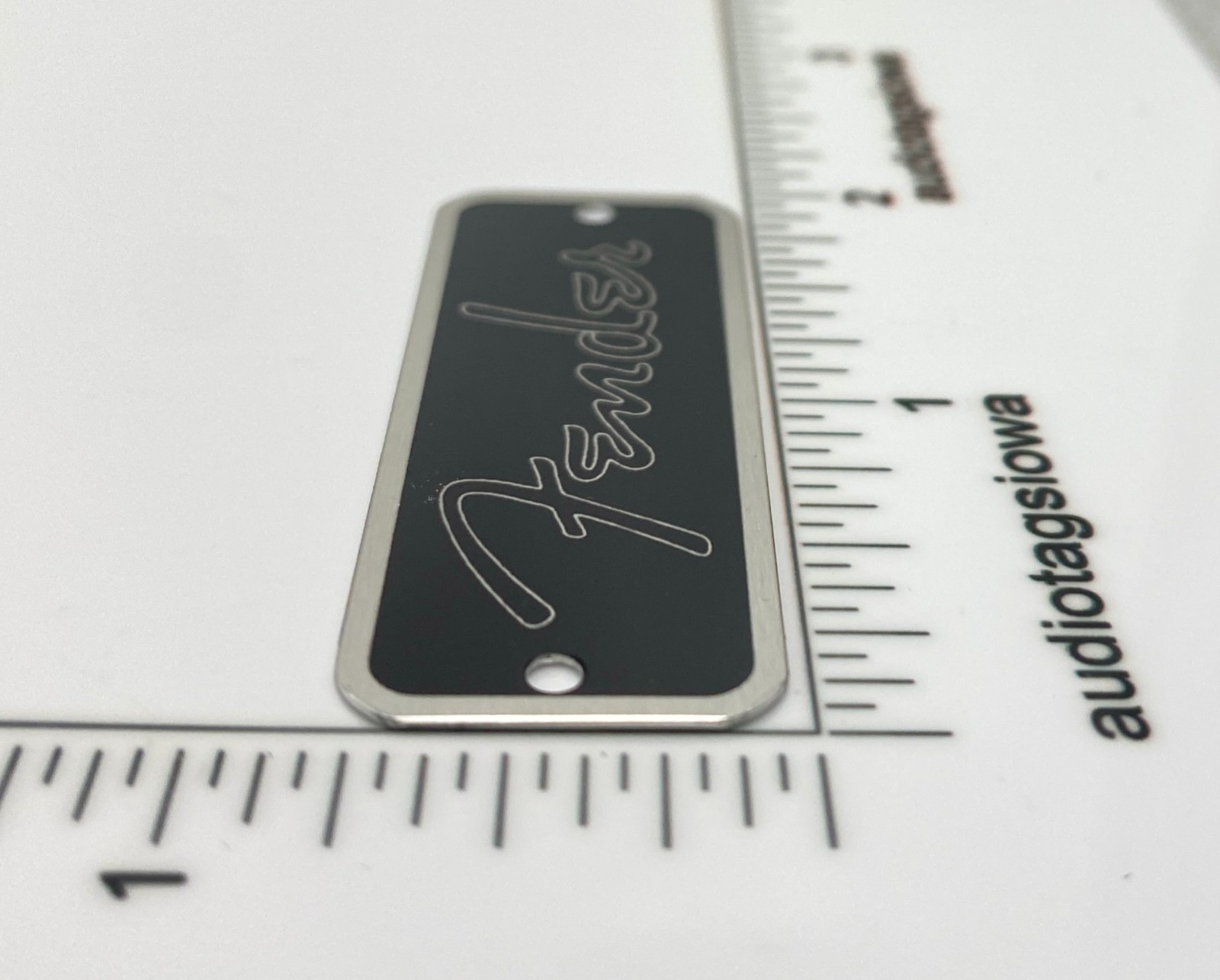 Fender Spaghetti Logo for Case Badge Custom Made Black/Silver Aluminum