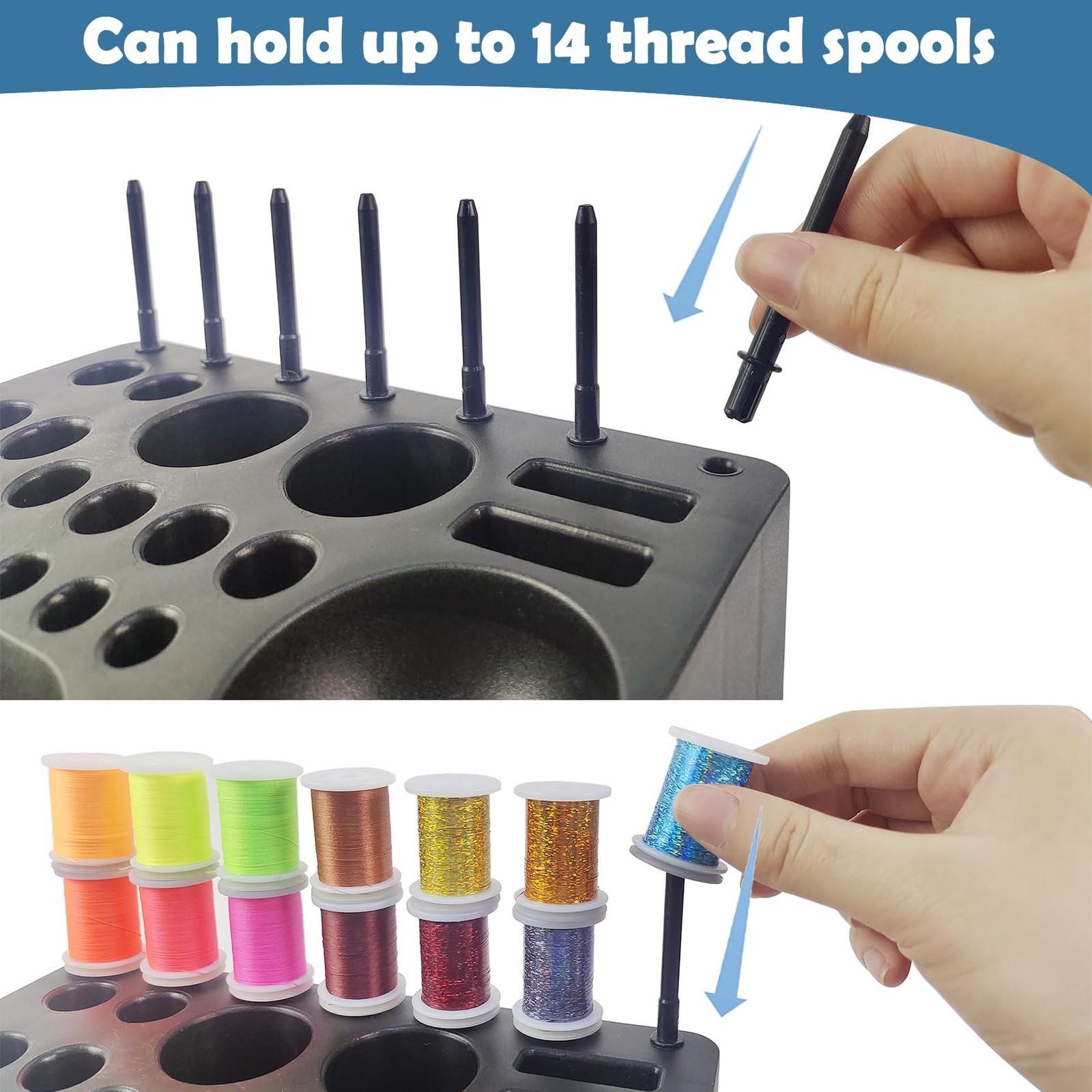 ABS Fly Tying Tool Caddy Desktop Organizer with Soft Magnets&Thread Spool Sta...