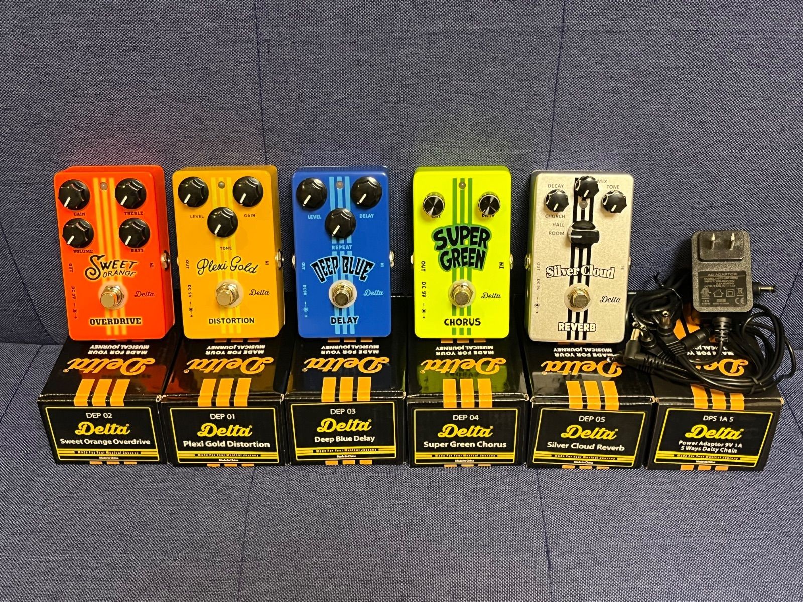 Delta Guitar Effect Pedal Set including Distortion, OD, Delay, Chorus, Reverb