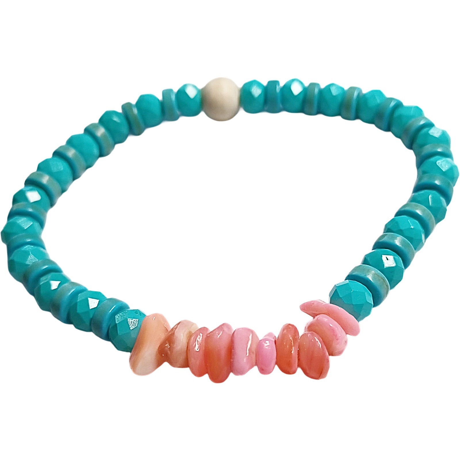 Elegant Teal Minimalist Beaded Bracelet-7.5 inch Stretchy