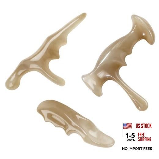 Manual Trigger Point Massage Tool With Thumb Saver For Deep Tissue Natural Wood