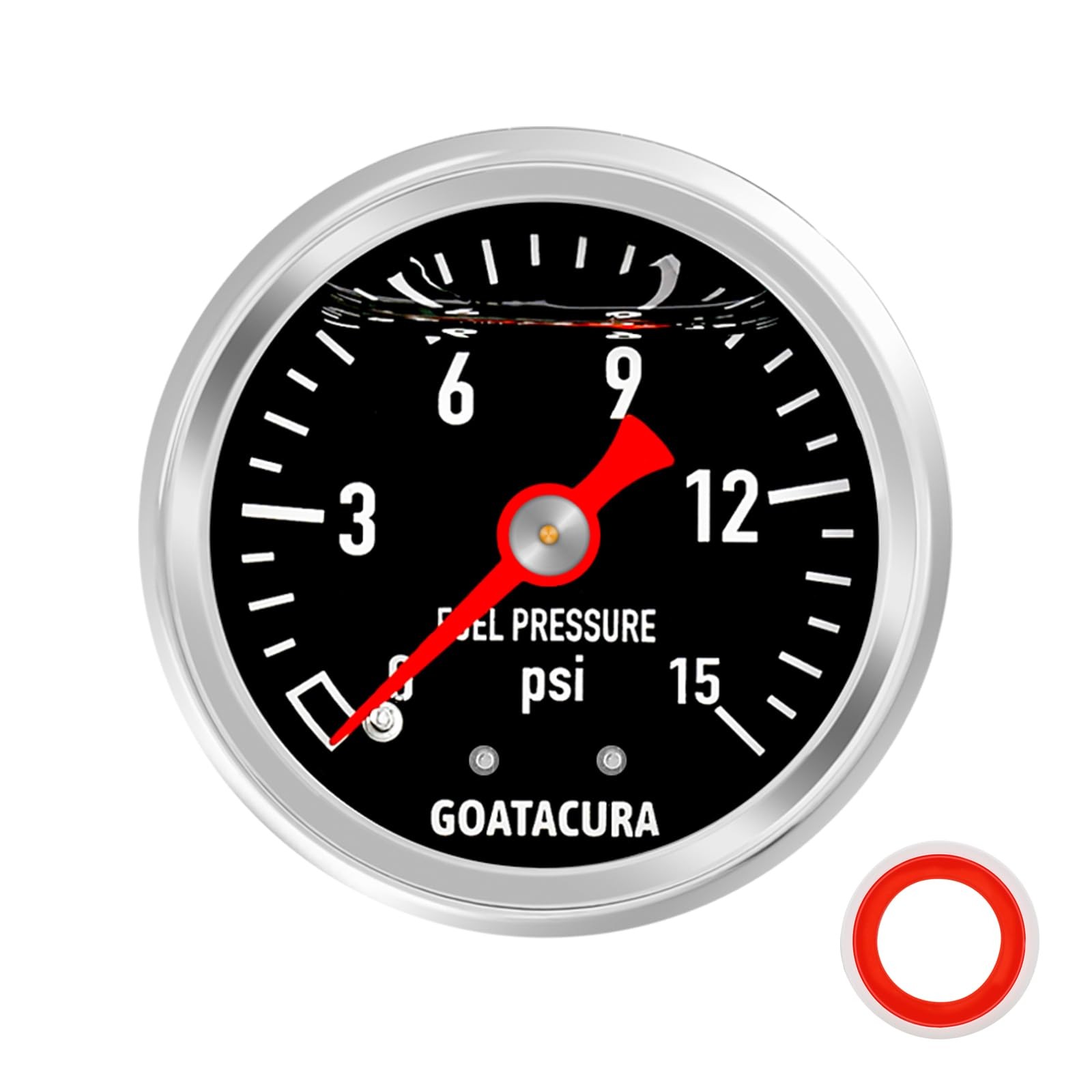 GOATACURA 0-15psi Glycerin Filled Fuel Pressure Gauge, 1-1/2" Black