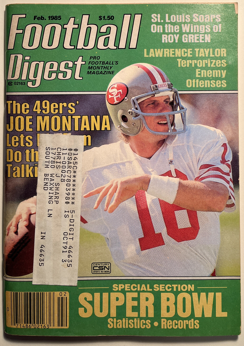 Football Digest Magazine Feb 1985 Joe Montana San Francisco 49ers, Nice! (B6)