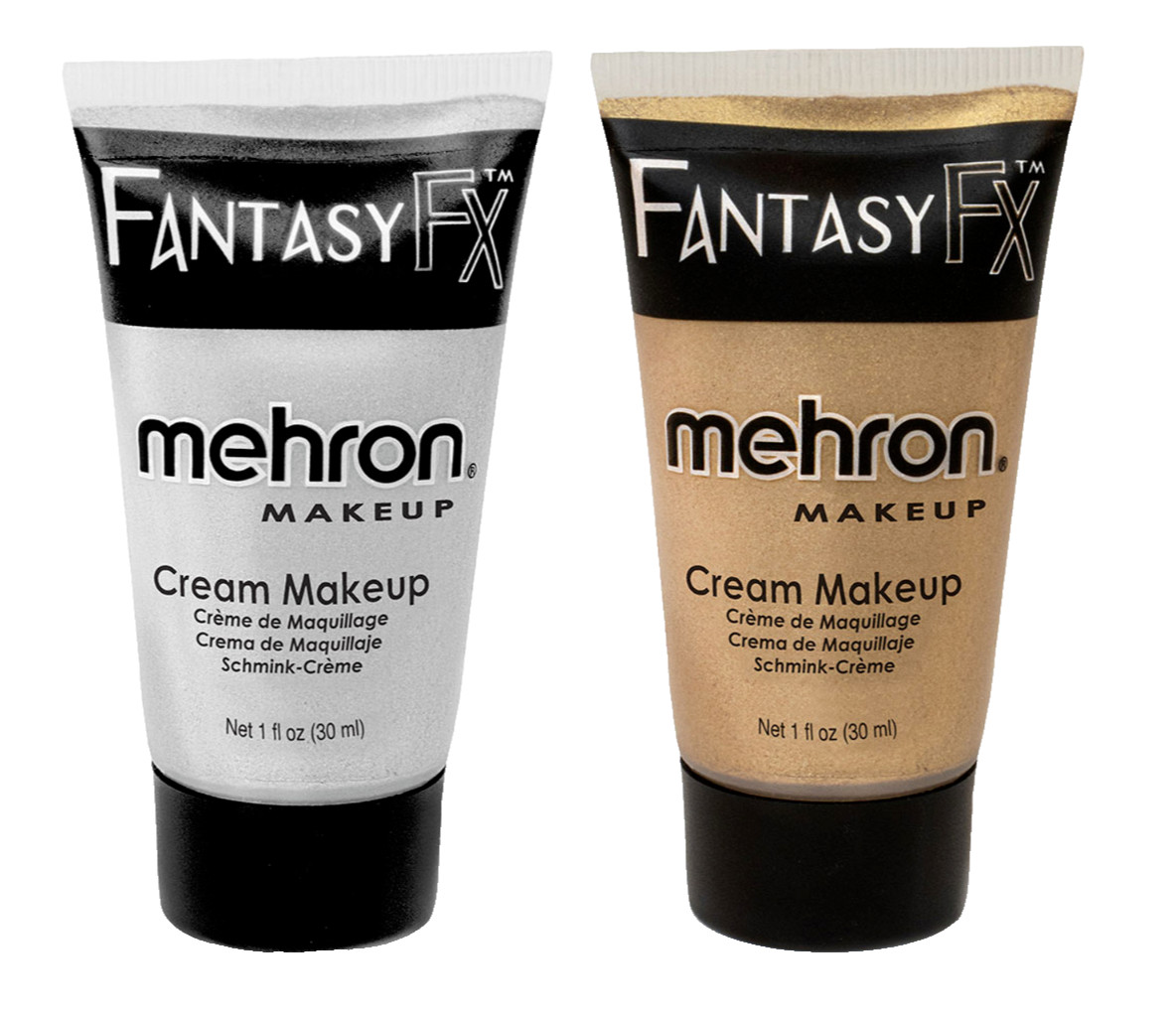 Mehron Makeup Fantasy F/X Water Based Face/Body Paint Silver/ Gold-FFX Tubes Set