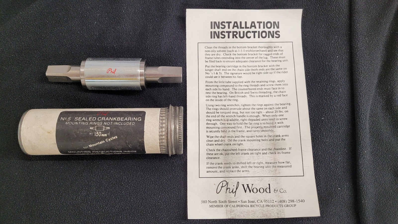 NOS, Phil, No 5 Sealed Crankbearing, Bottom Bracket, 130mm, No Mounting Rings