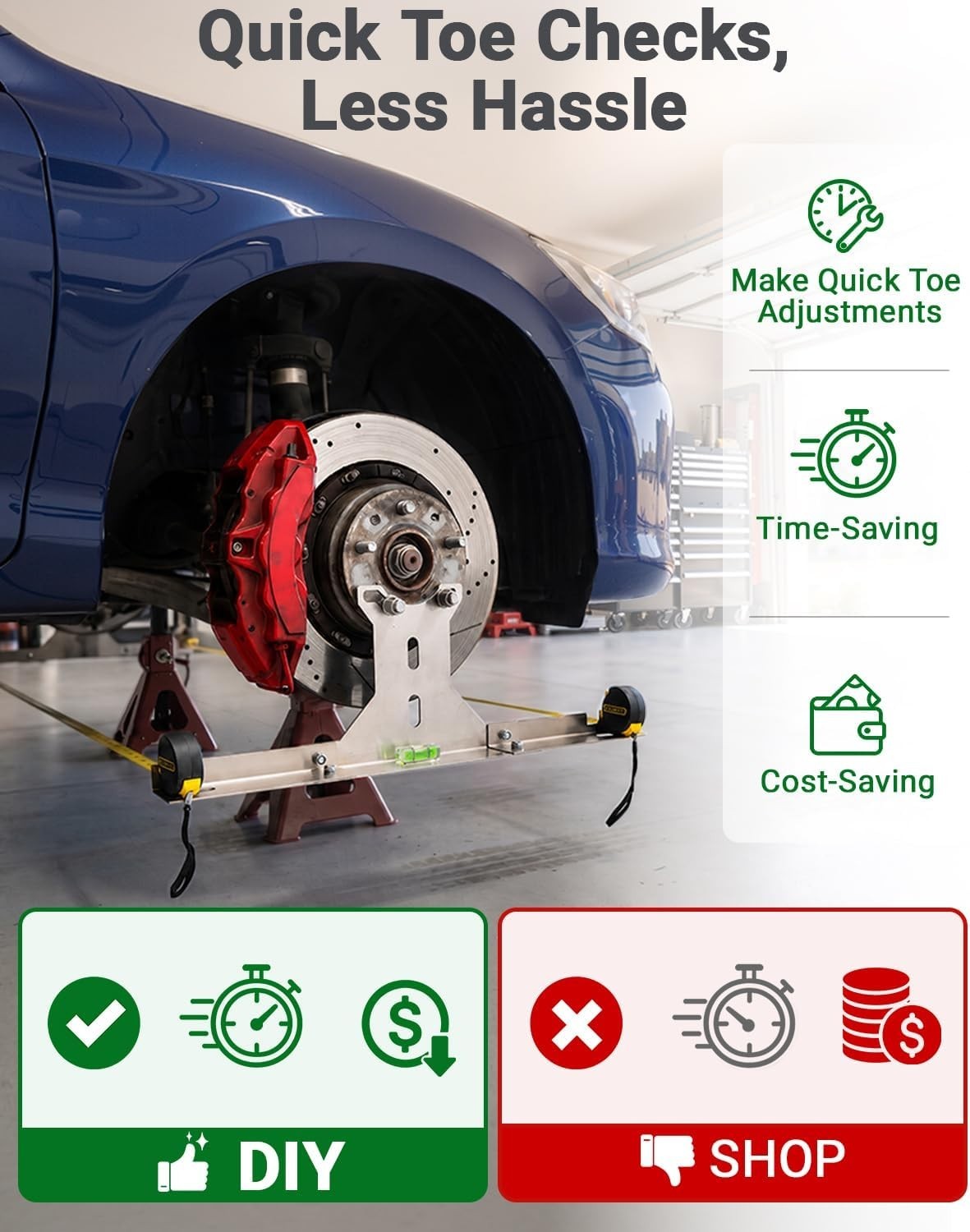 Wheel Alignment Tool for DIY Toe Adjustment, Stainless Steel Toe Alignment Pl...