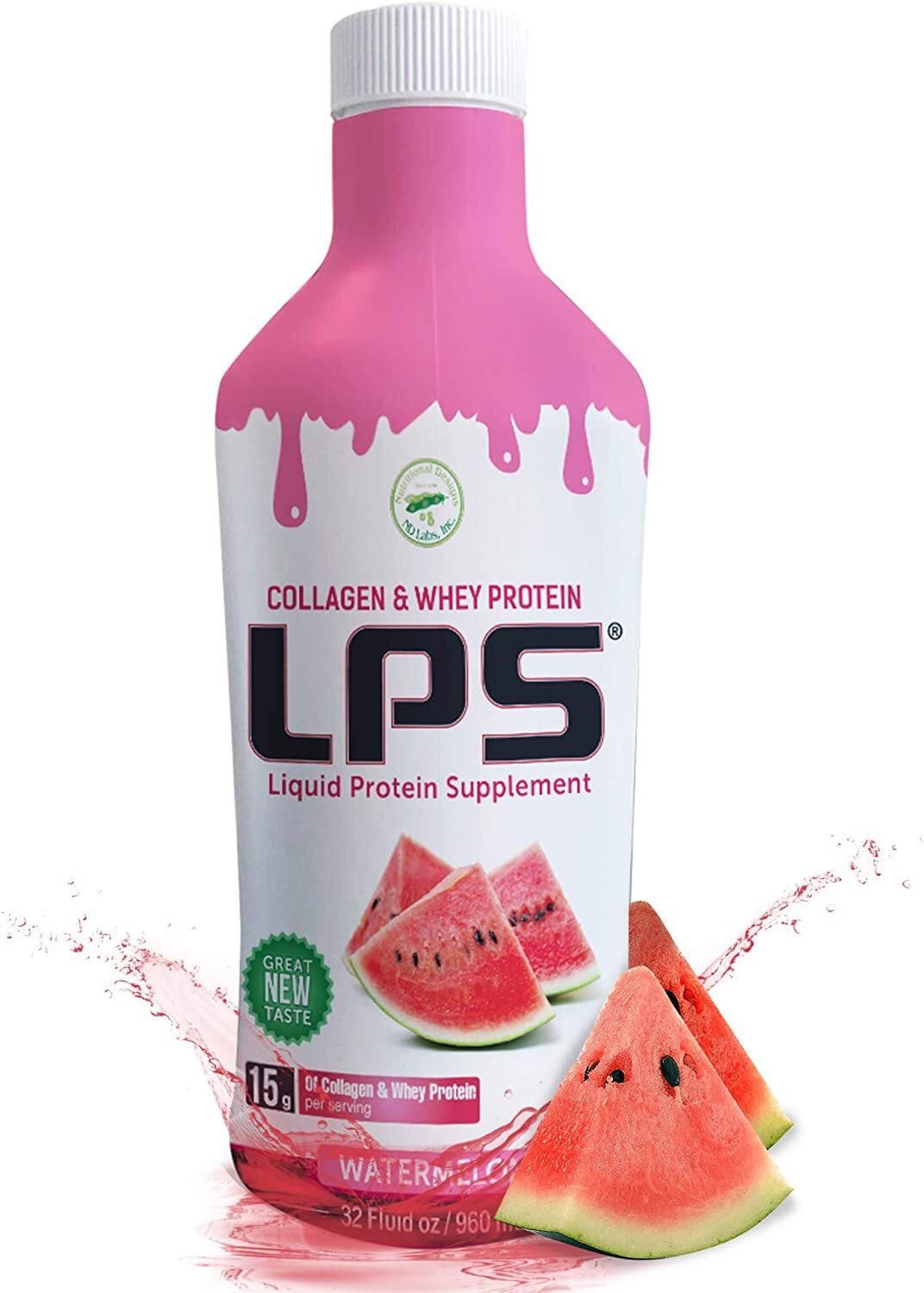 LPS Liquid Protein Supplement Collagen & Whey Watermelon 15 Grams 32 Fl Oz.