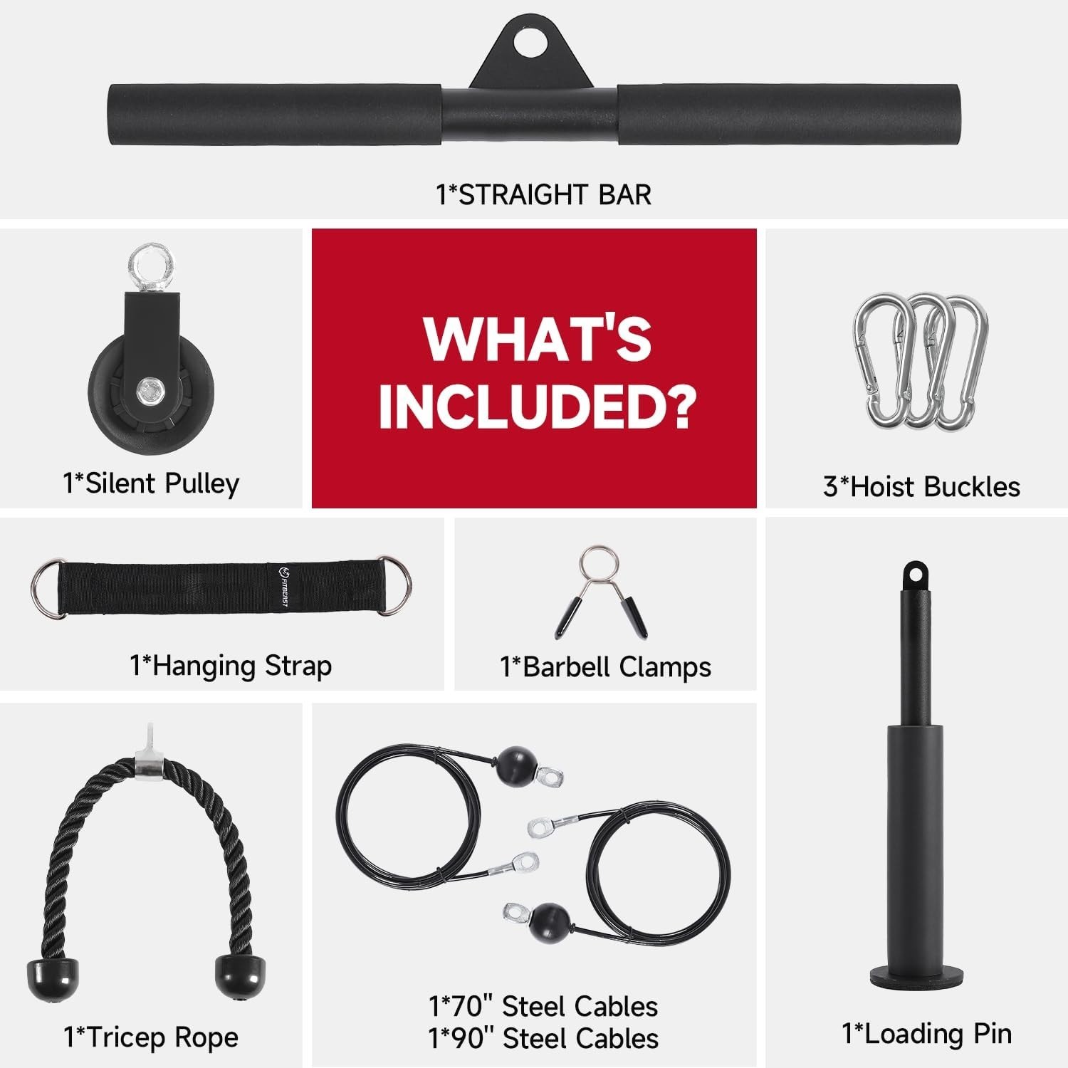 FitBeast Pulley System Gym, Cable Weight Pulley System for Gym LAT Pulldown, Bic