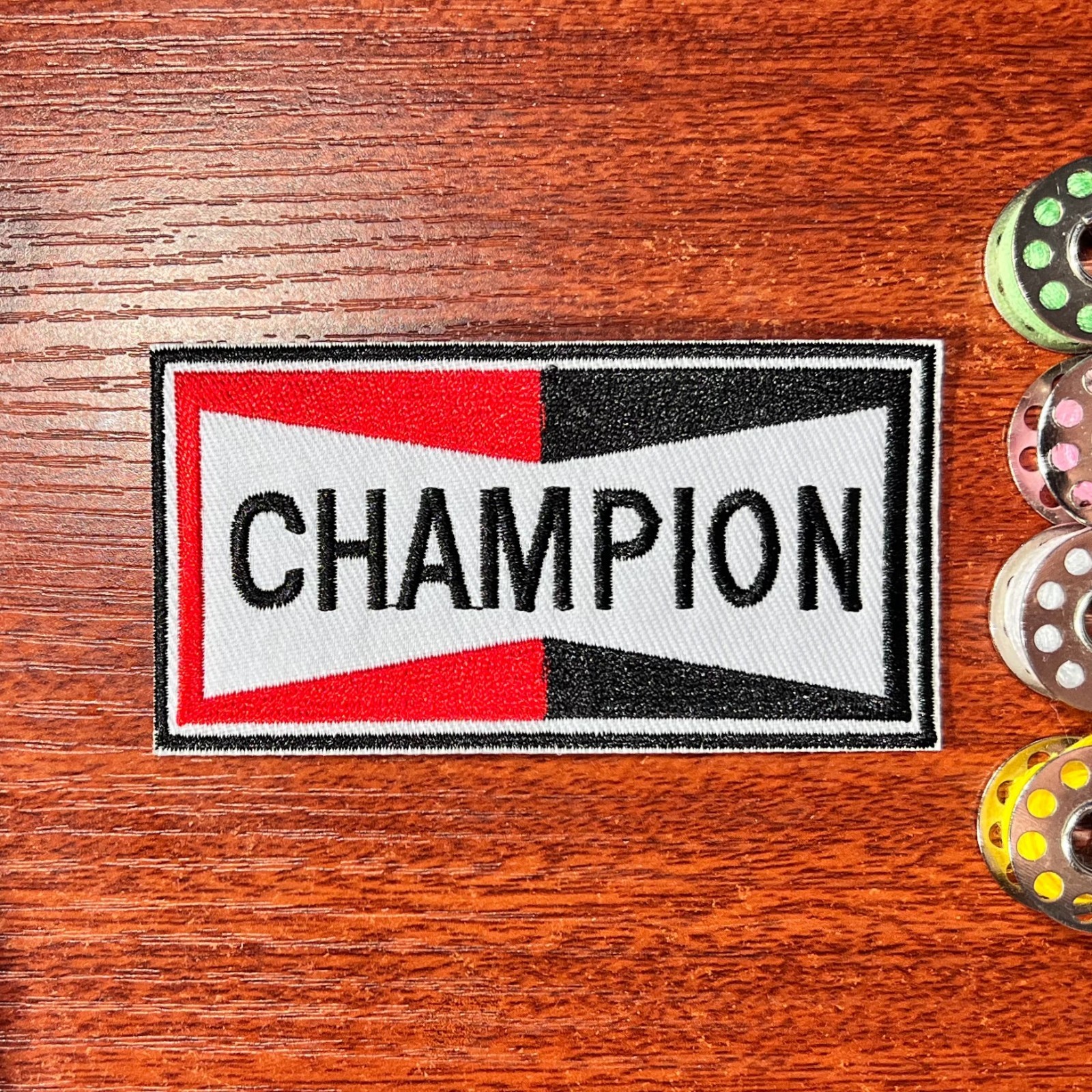 Champion Patch Motorsports Cars Racing Plugs Embroidered Iron On Patch 2x3.5"