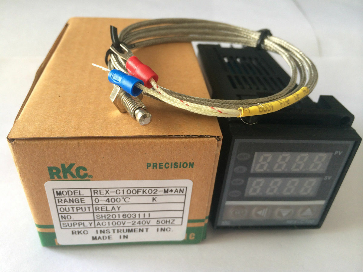 PID REX-C100 Temperature Controller & K Thermocouple Probe Sensor NEW OB19