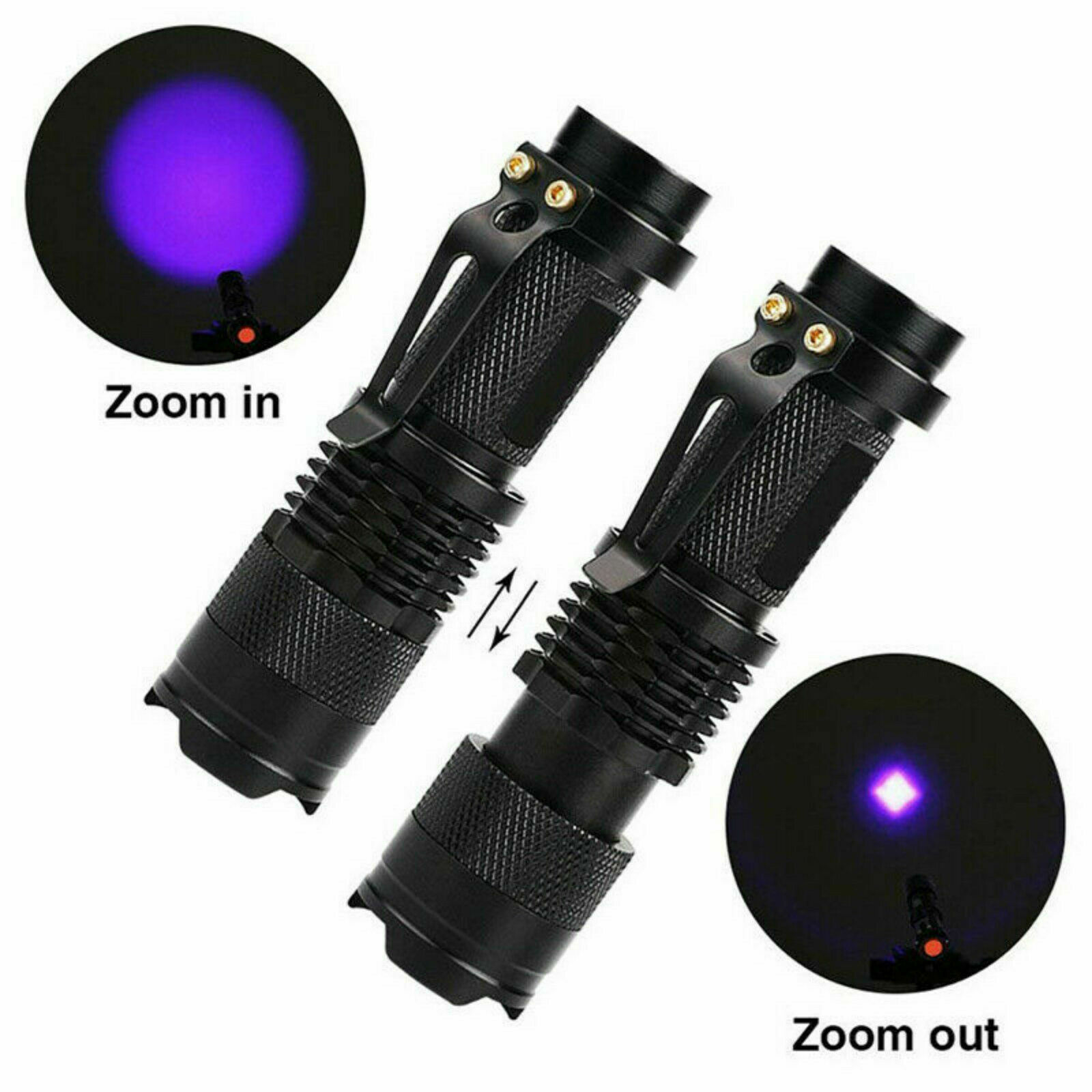 2PC UV Ultra Violet LED Flashlight Blacklight Light 395 NM Inspection Lamp Torch
