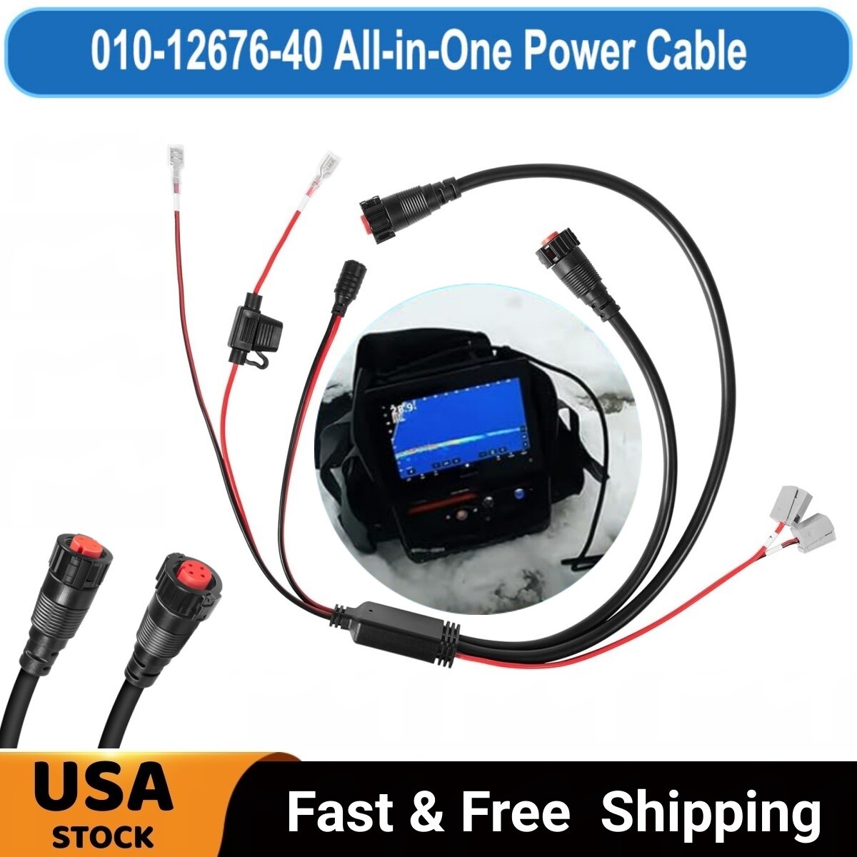 010-12676-40 Power Cable for Garmin Panoptix LiveScope Transducer ECHOMAP