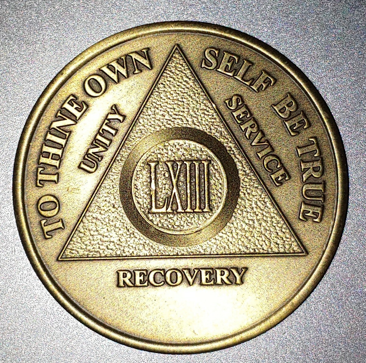Alcoholics Anonymous AA 63 Year Bronze Medallion Coin Chip Token Sobriety Sober