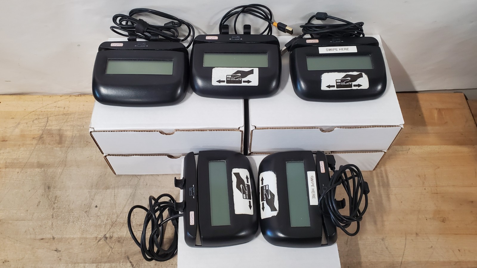 Lot of 5 Scriptel ST1526-STN Signature Capture Pads With Credit Card Swipe, Read