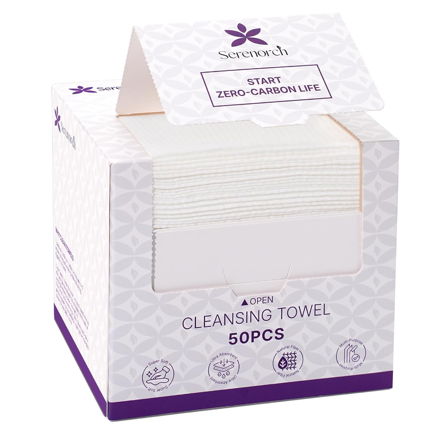 Disposable Face Towels XL, 50 Count | 10" X 12" Ultra Thick Facial Cleansing Clo