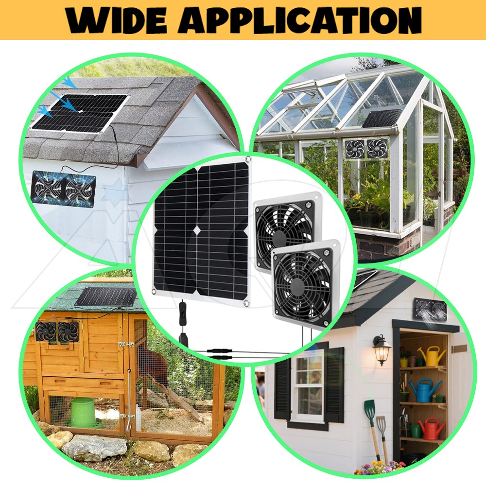 Solar Panel Fan Kit Ventilator Exhaust Fan for mini Greenhouse Shed Chicken Coop