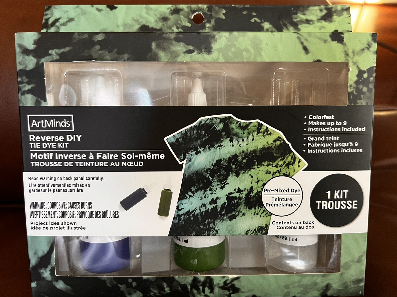 New ArtMinds Reverse Green & Sky Blue DIY Tie Dye 1 Kit Makes Up to 9 Items NIB