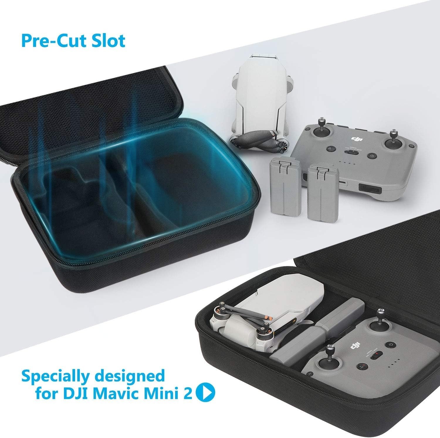 Durable Hard Shell Case for DJI Mavic Mini 2/SE with Carrying Strap & Organizers