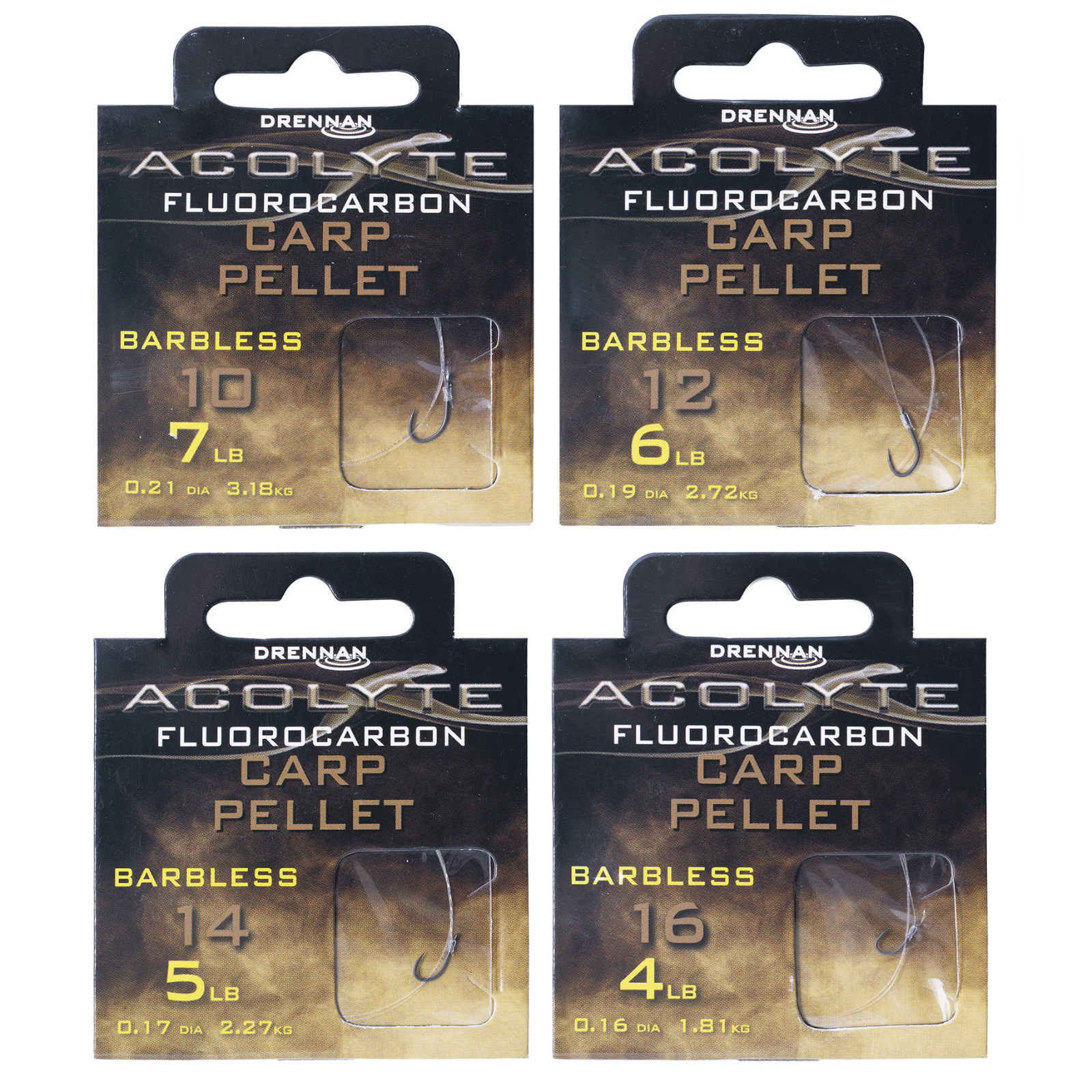 Drennan Acolyte Carp Pellet Hooks to Fluorocarbon 10 12 14 16 match Course