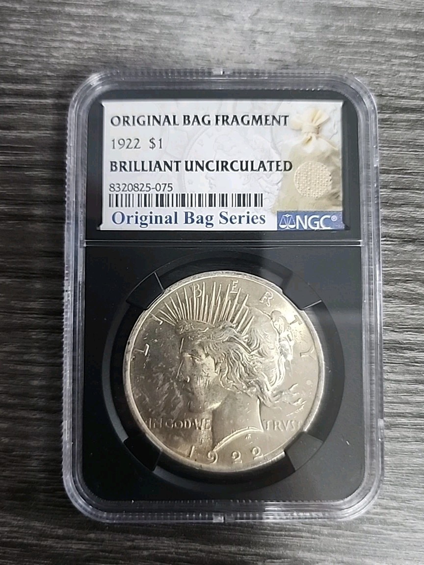 1922 $1 Peace Silver Dollar Original Bag Fragment Series BU, NGC Certified