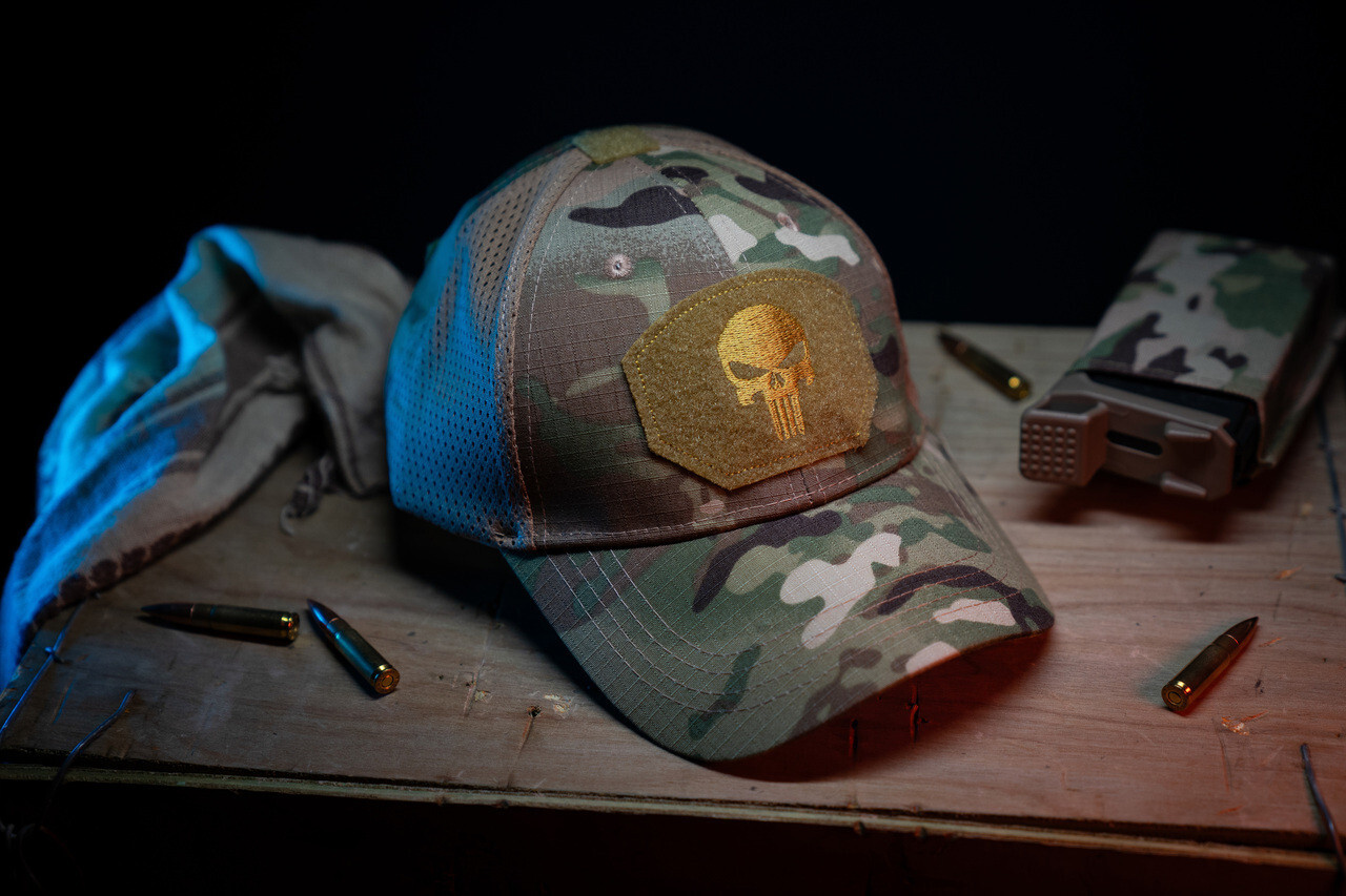 Punisher Tactical Cap With Loop Surface Hook Backed Morale Patches Operator Cap