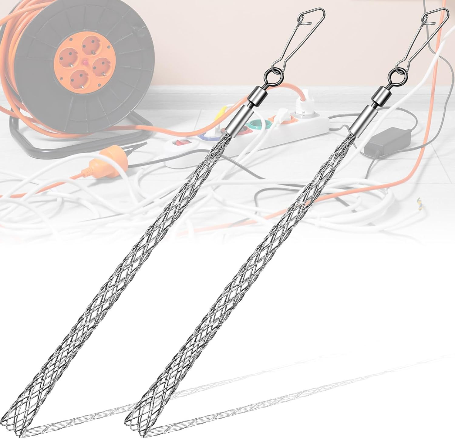 2 Pcs 3/4 in Wire Pulling Grip Mesh Metal Cable Puller Socks Wire Tools for E...