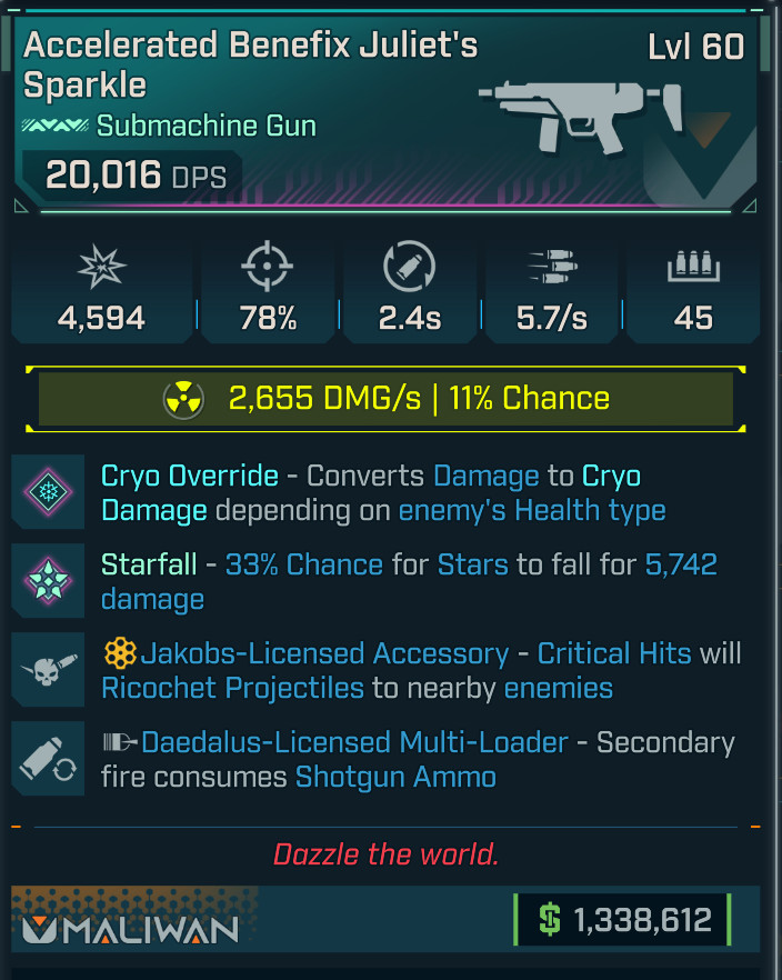 Borderlands 4⭐RADIATION JULIET'S SPARKLE SMG⭐CRYO OR⭐JAKOBS⭐SHOTGUN AMMO