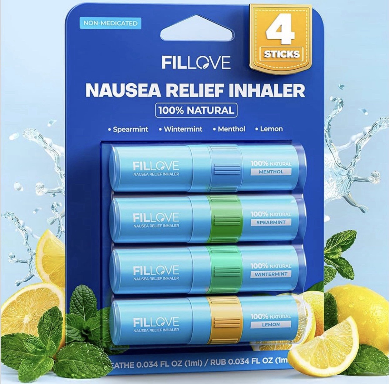 1s Fast Nausea Relief Nasal Stick With 2-in-1 Motion Sickness Ease, 100% Natural