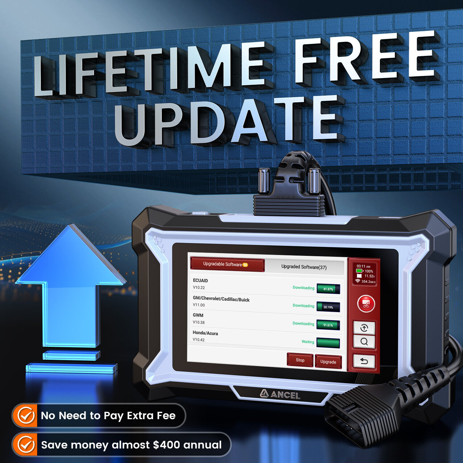 Car OBD2 Scanner Diagnostic Tool All System Check Engine Code Reader ABS SRS DPF