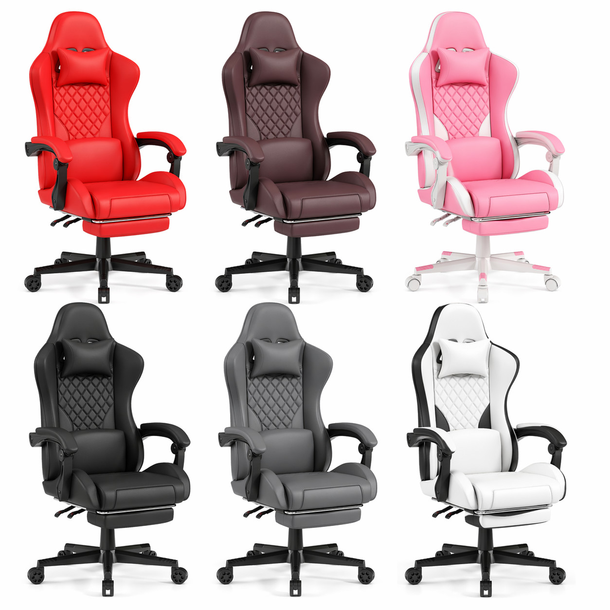 Gaming Chair with Footrest and Lumbar Support Height Adjustable Gaming Chair