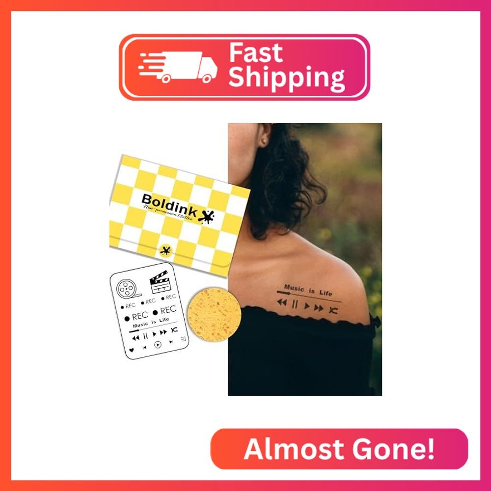 Music Player Temporary Tattoos for Arm Clavicle,Mini Semi Permanent Tattoo