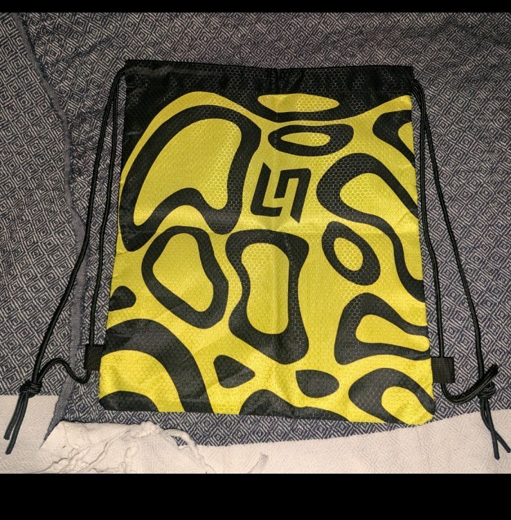 New (1) 16inx14in Neon Yellow & Black (Norris helmet pattern) Drawstring Gym Bag