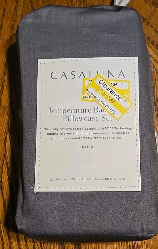 Casaluna King 300tc Temperature Balancing Solid 2 Pillowcases Metal Gray 20x40"