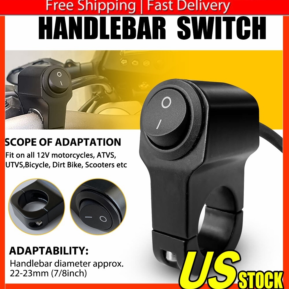 Universal Motorcycle 7/8" Handlebar Headlight Fog Spot Light ON OFF Switch