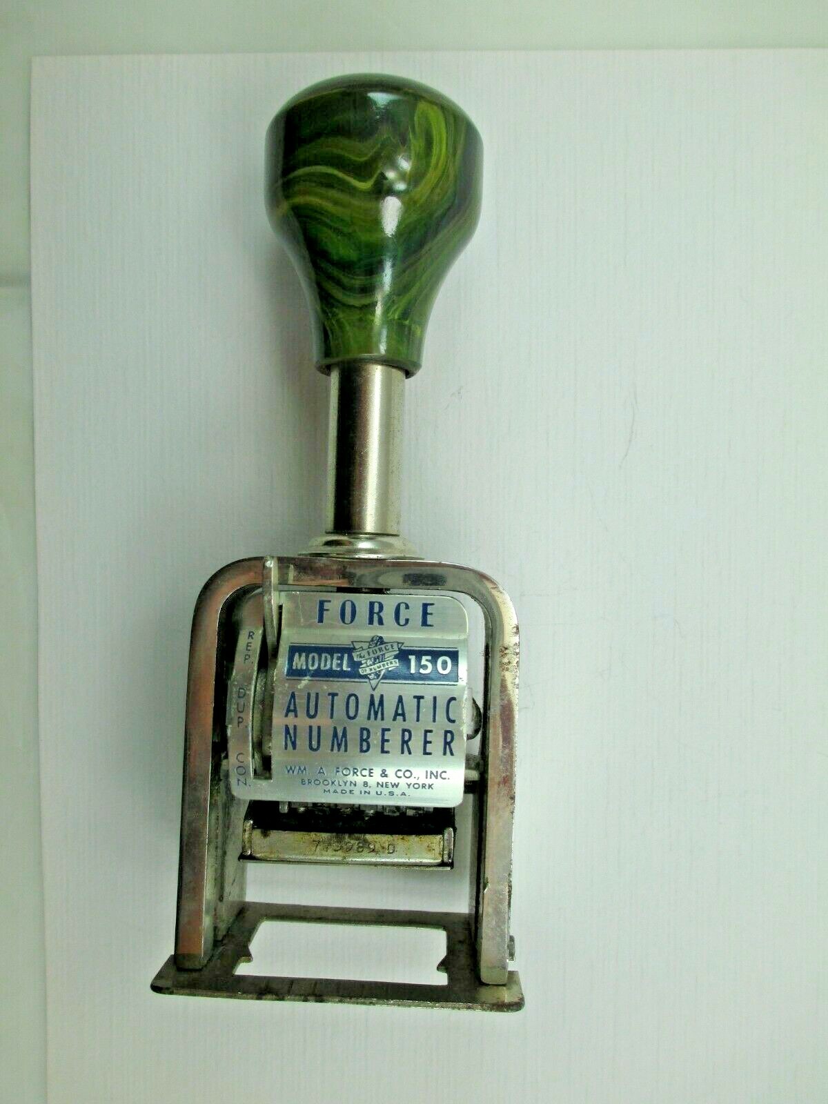 Vintage The Force Model 150 Automatic Numberer Machine Stamp 597E