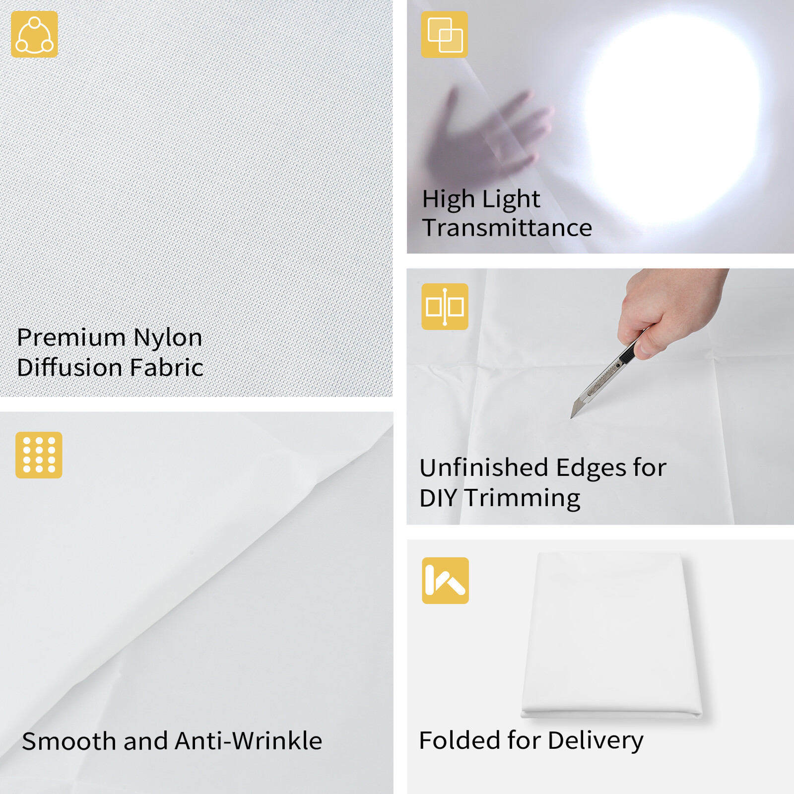 1.7m*1/2/3/4m Diffuser Fabric Nylon Silk White Diffusion Seamless Light Modifier
