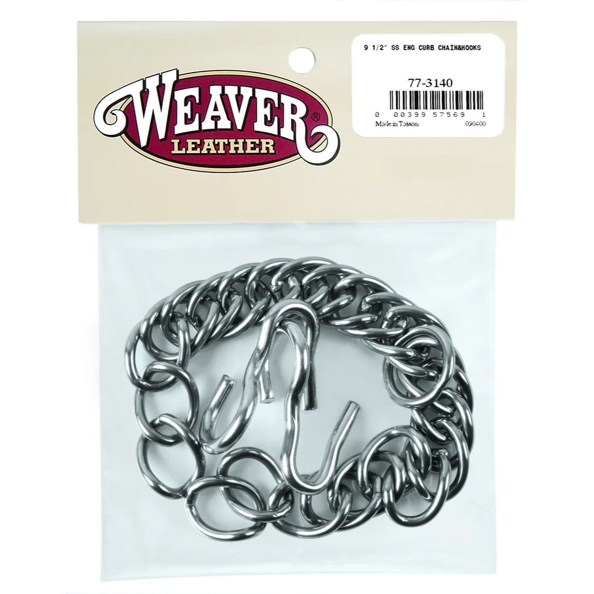 Weaver Leather Stainless Steel English Curb Chain with Hooks - 9.5 Inch - Made