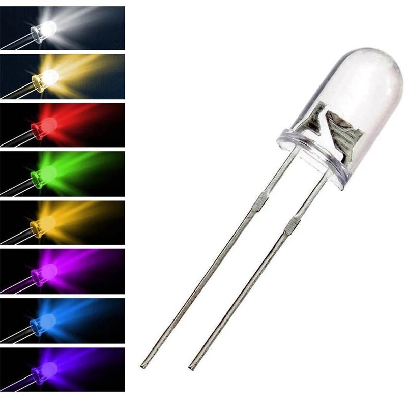 5mm 2pin Round white/pink/red/blue/green/uv/yellow Water Clear LED