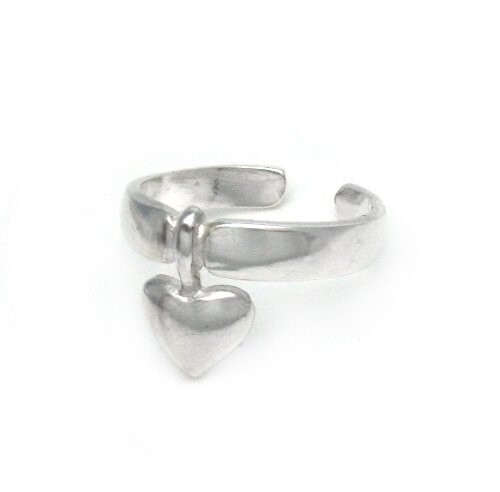 Sterling Silver Pointed Heart Adjustable Toe Ring