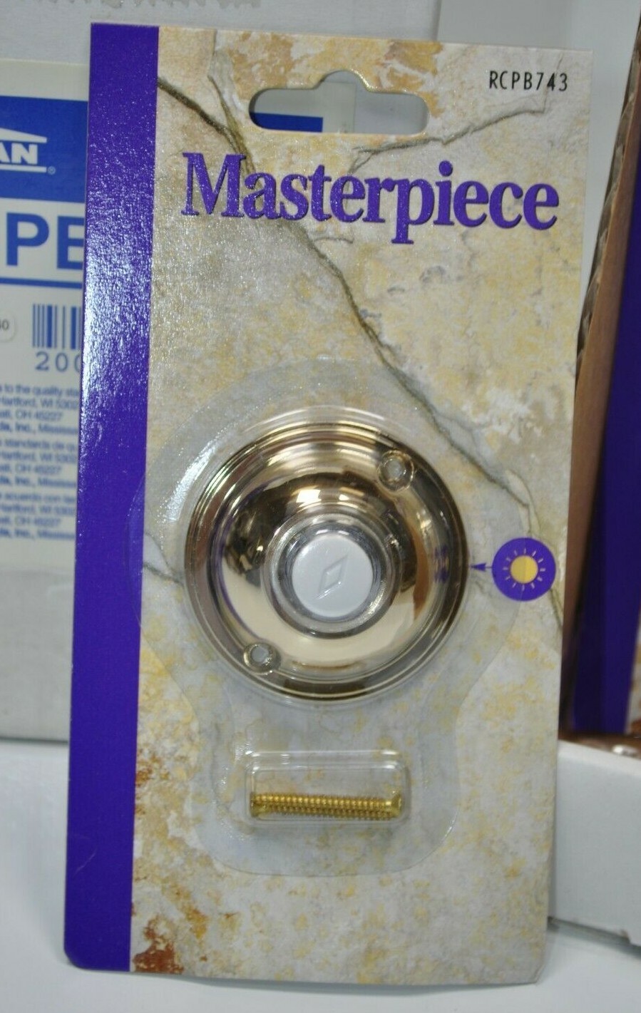 Box of 3 Broan NuTone RCPB743 Round Brass Masterpiece Lighted Door Chime Button