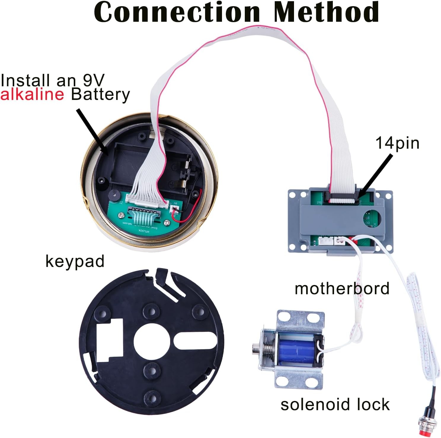 Safe Lock Replacement with Solenoid Lock Electronic Digital Golden Keypad Lock