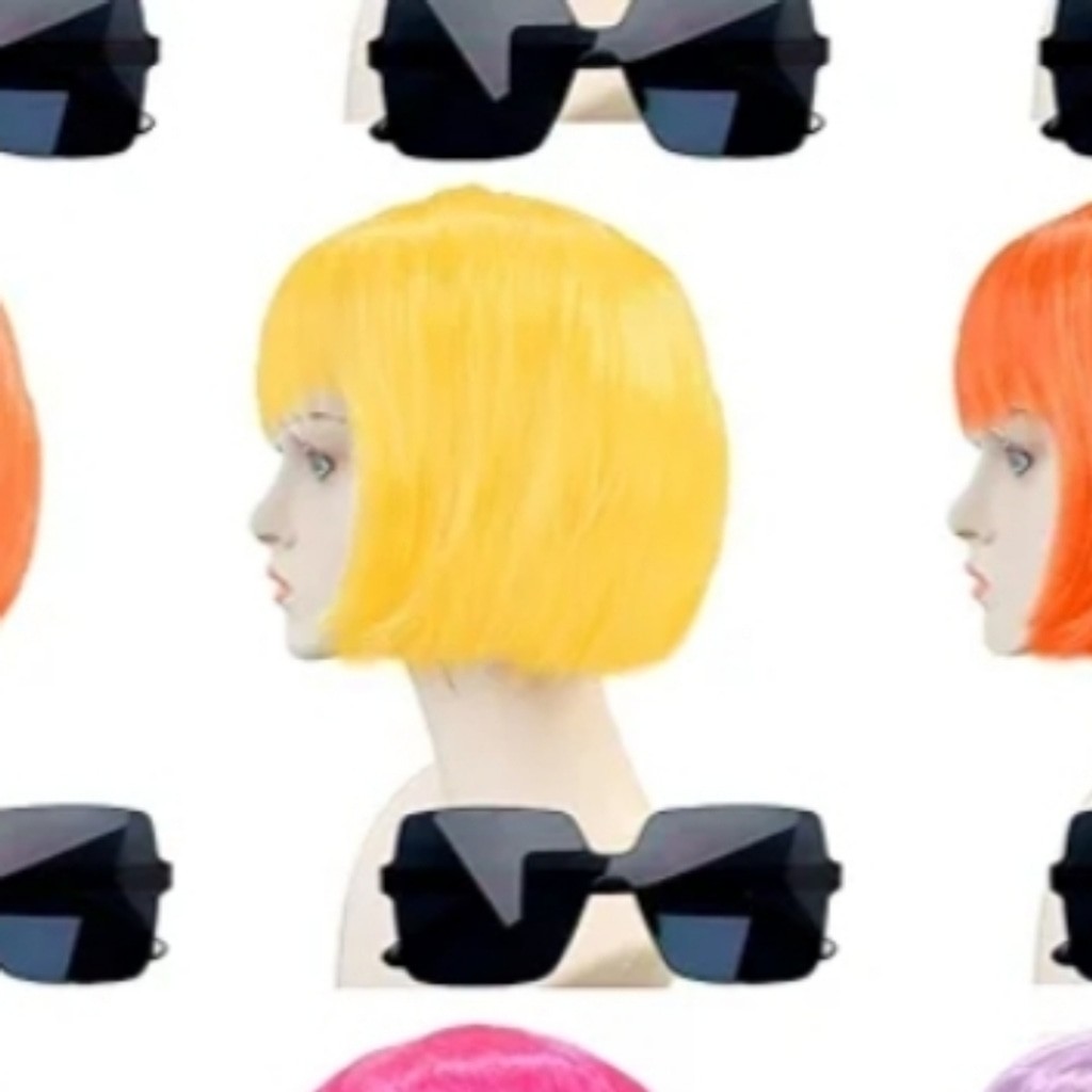 Neon Yellow Bob Wig With Sunglasses