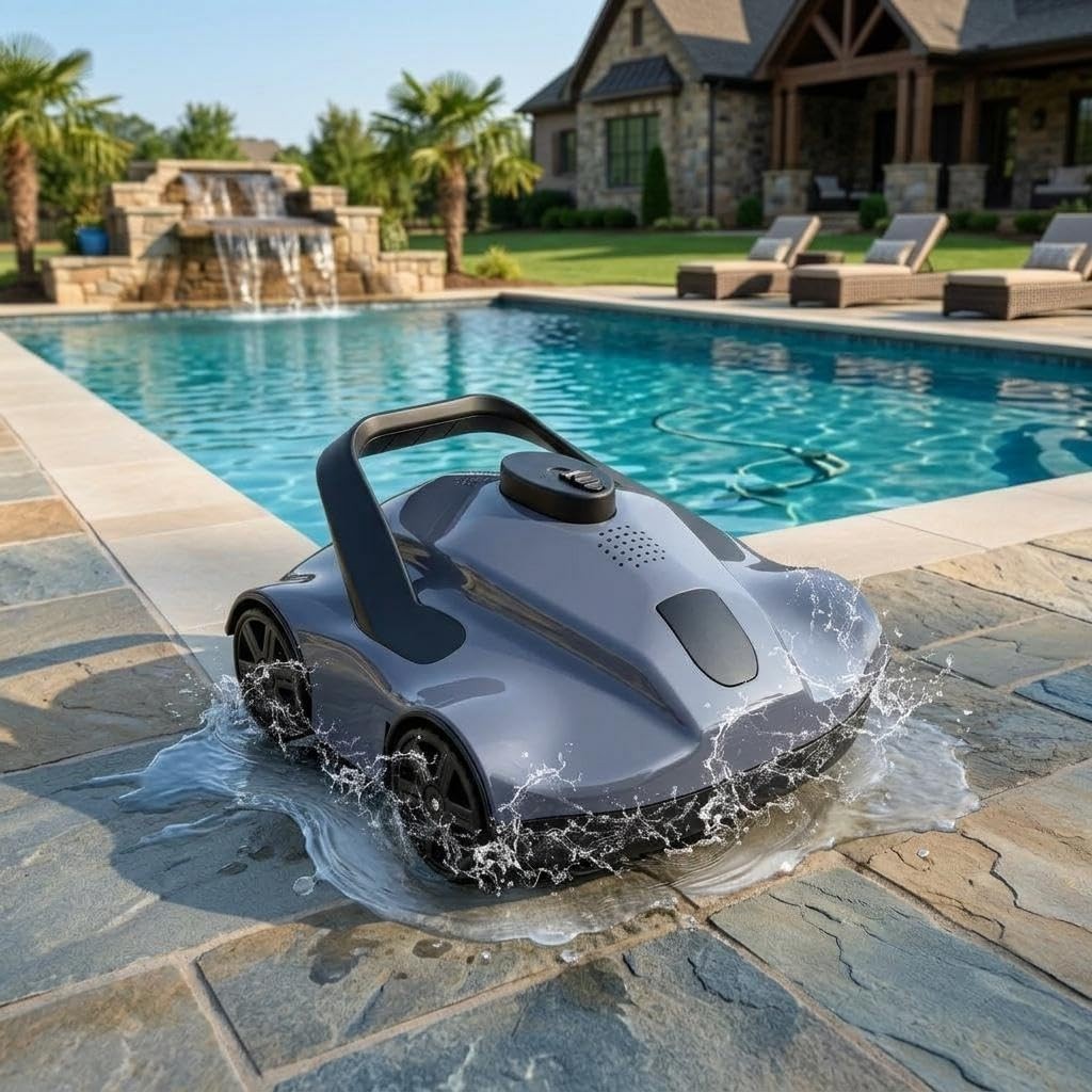 Wireless Robotic Pool Vacuum Cleaner for Pool Floor 130Min Automatic Pool Robot