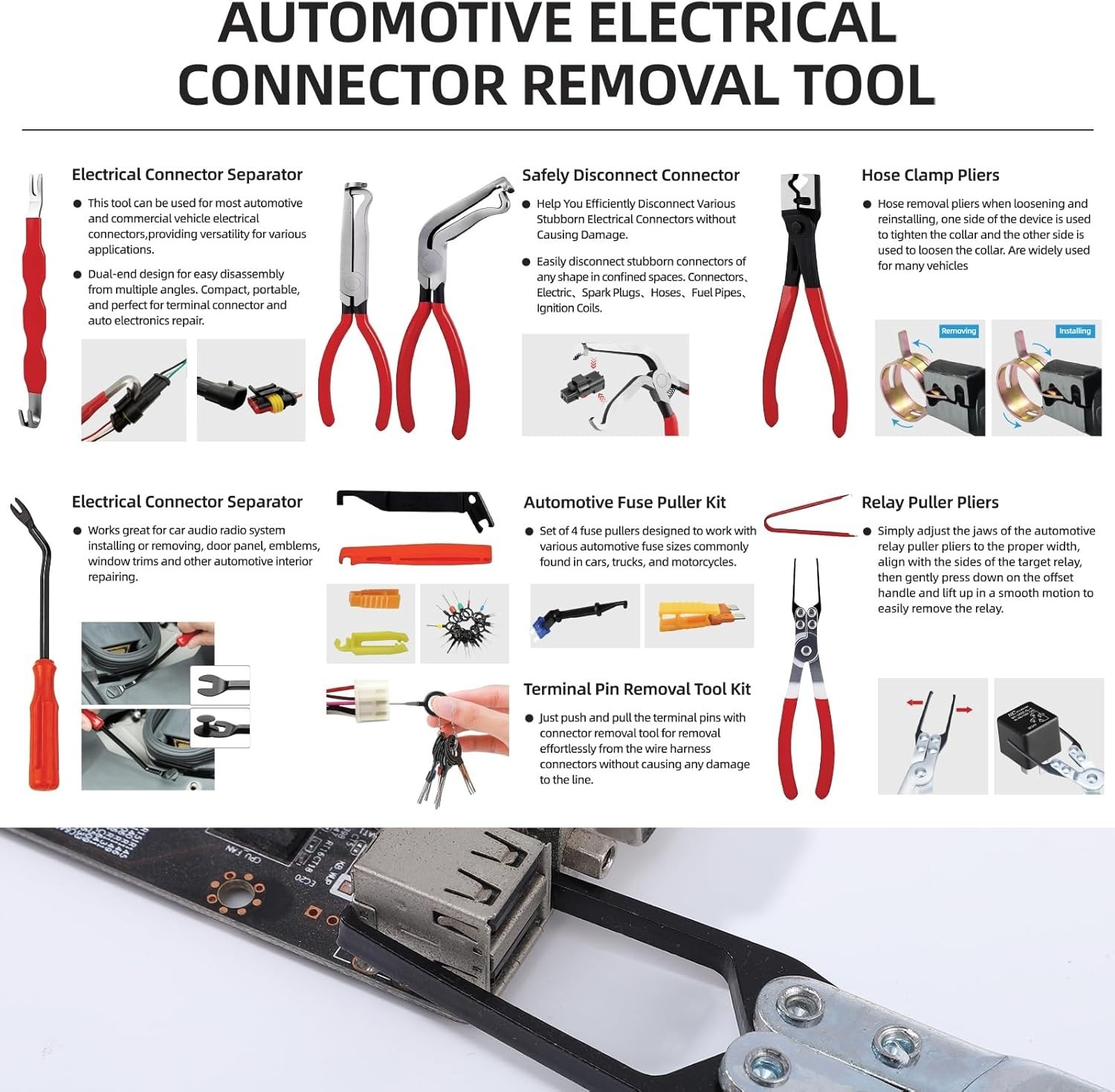 12 Pcs Electrical Disconnect Pliers Set for Automotive Connector Removal